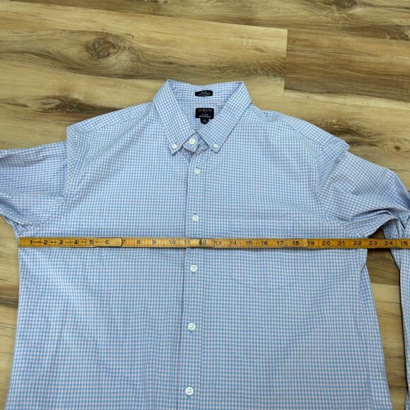 J Crew Shirt Mens XL Button Down Pink Blue Plaid Slim Untucked Flex Washed - Picture 8 of 10